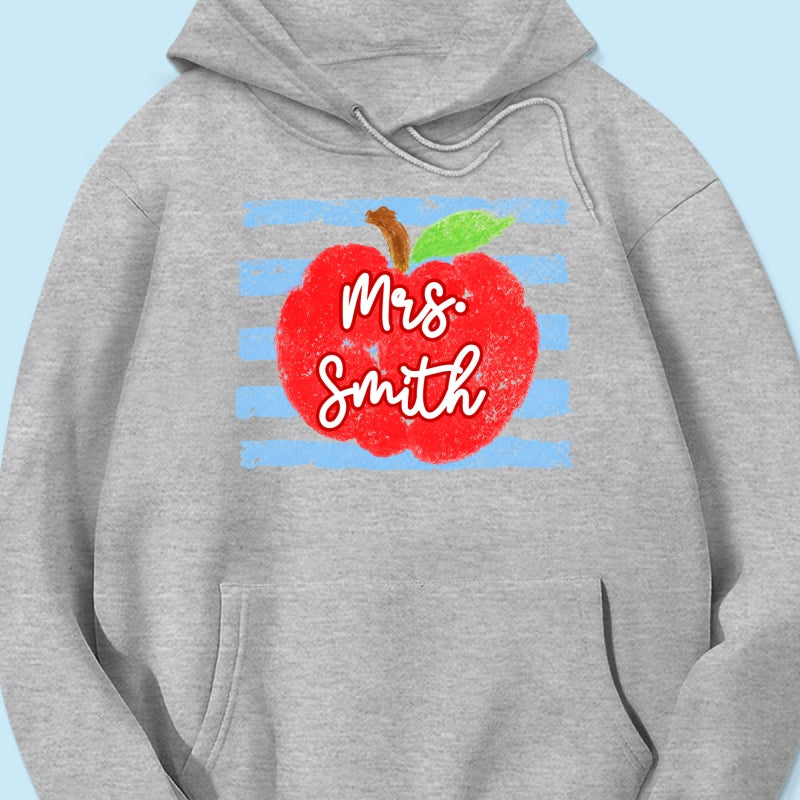 Coastal Apple Pencil Stripes - Personalized Shirt - Back To School Gift For Teacher