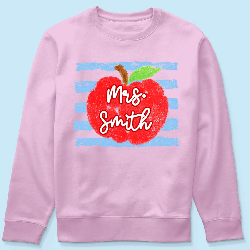 Coastal Apple Pencil Stripes - Personalized Shirt - Back To School Gift For Teacher