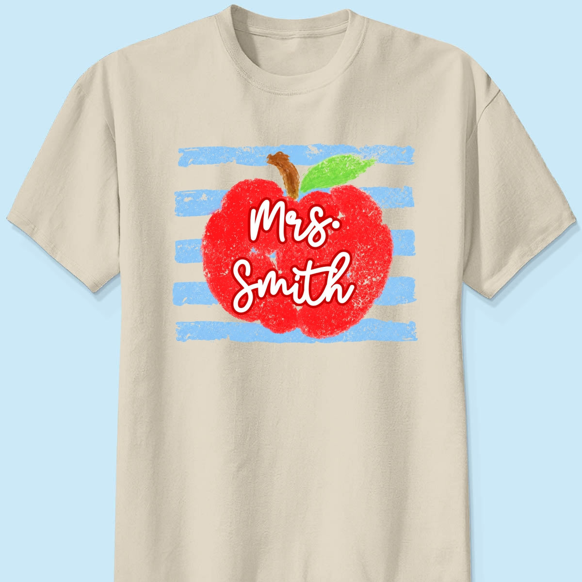 Coastal Apple Pencil Stripes - Personalized Shirt - Back To School Gift For Teacher