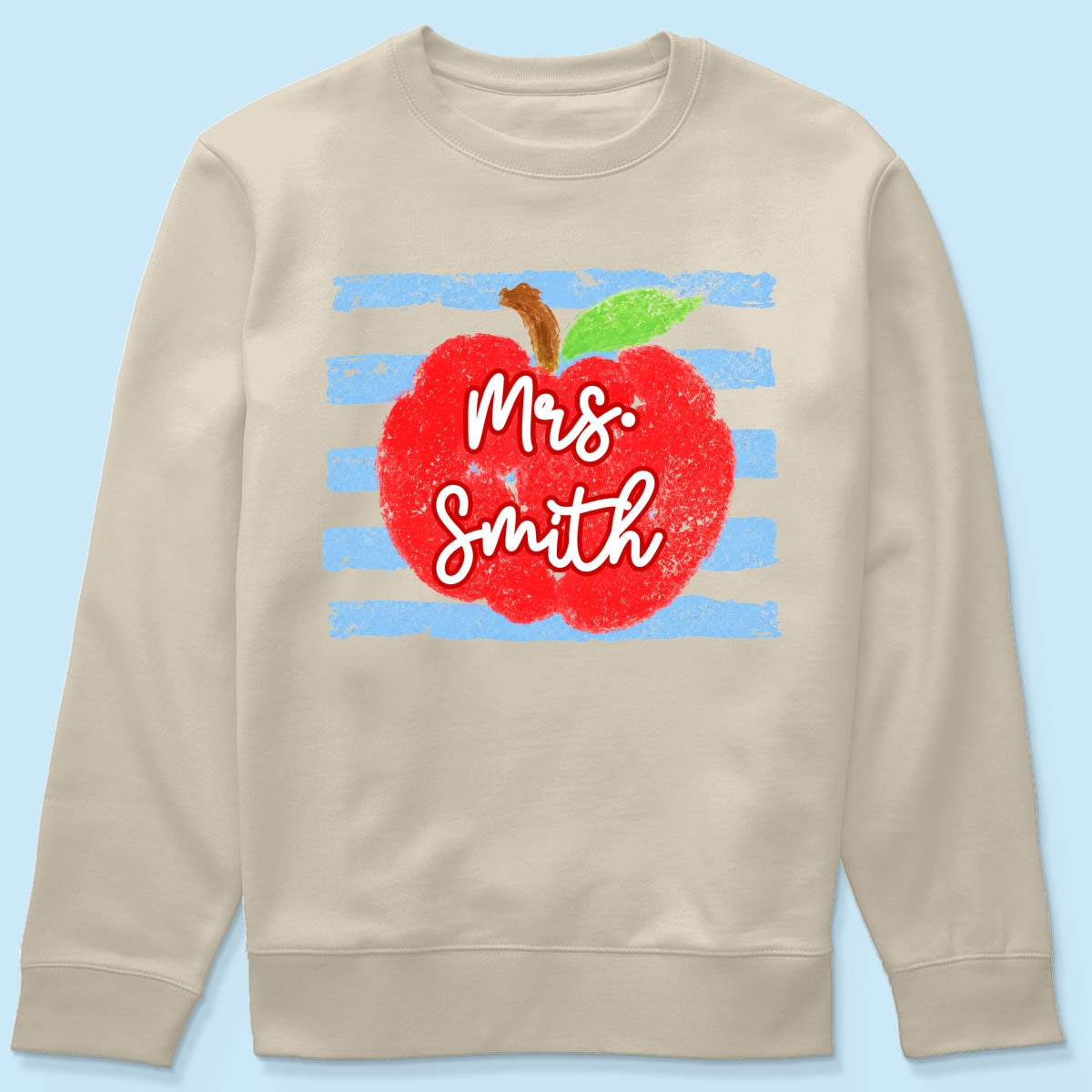 Coastal Apple Pencil Stripes - Personalized Shirt - Back To School Gift For Teacher