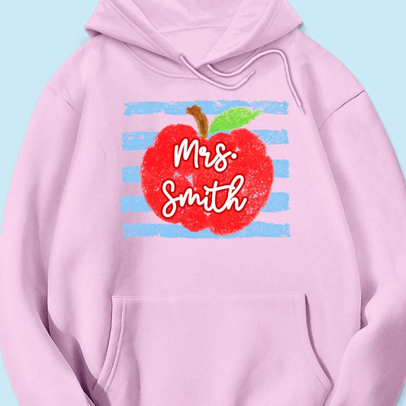 Coastal Apple Pencil Stripes - Personalized Shirt - Back To School Gift For Teacher