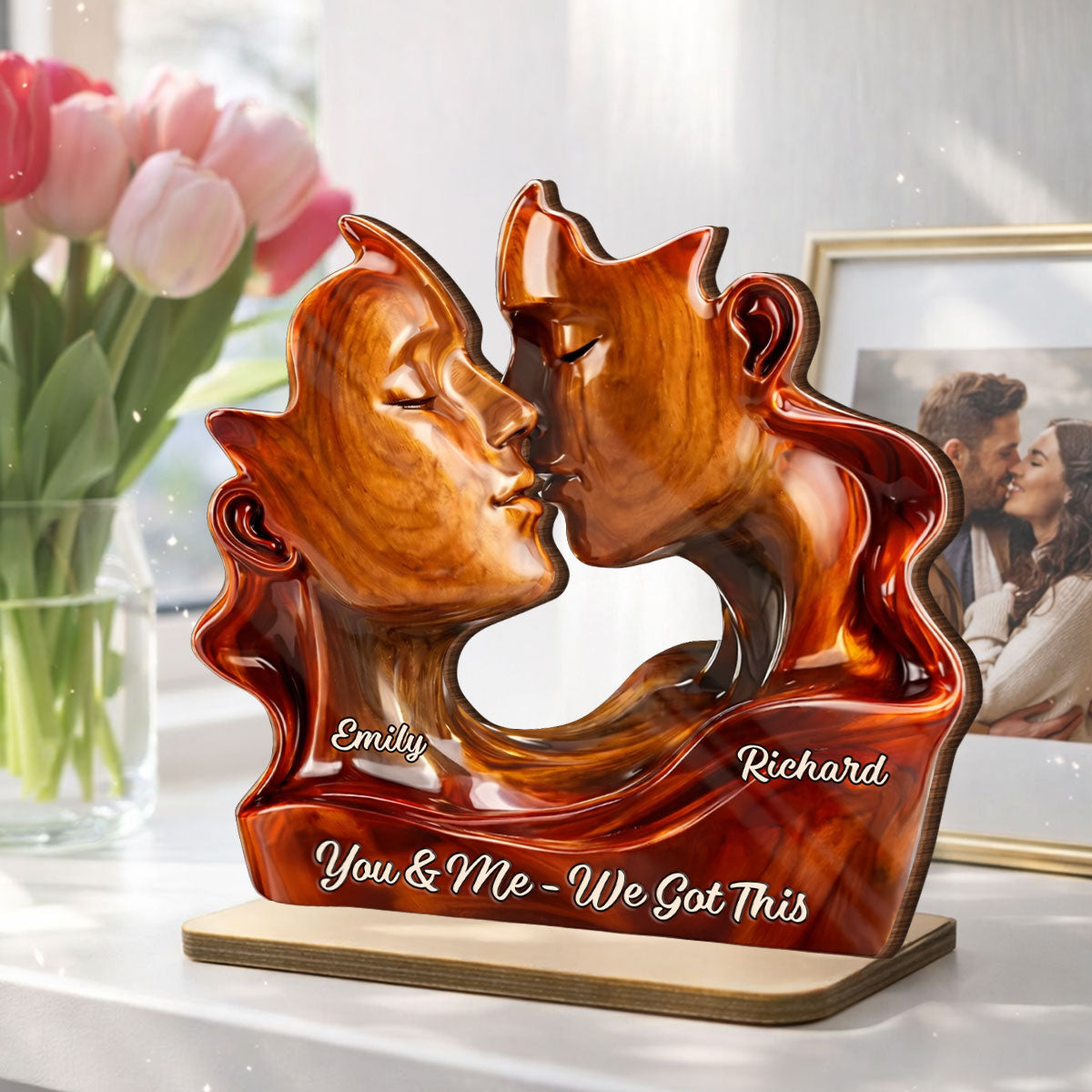 Two Hearts On Direction - Personalized 2-Layered Wooden Plaque - Anniversary, Valentine's Day Gift, Gift For Him, Gift For Her