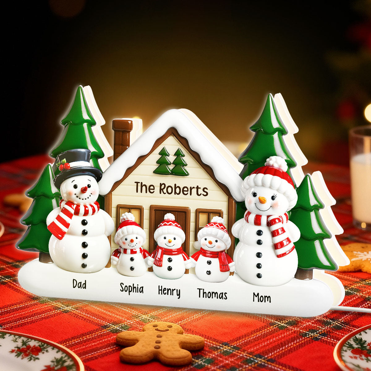 3D Effect Snowman at Grandparents' House - Personalized Light Box - Christmas Decor For Grandma, Grandpa, Family