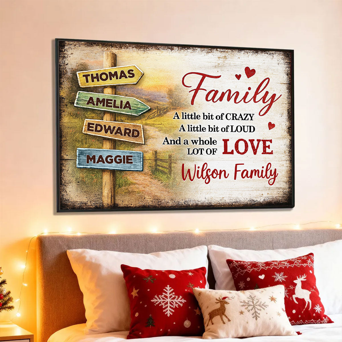 Family A Little Bit Crazy, A Whole Lot of Love - Personalized Poster - Sentimental & Timeless Gift for Parents or Grandparents, Heartwarming Home Decor