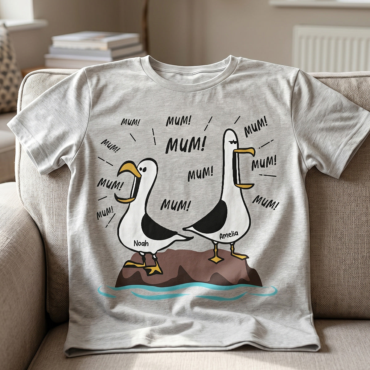 Seagull Mum Mum Mum Custom Name - Personalised Shirt - Funny Mother's Day Gift For Mum