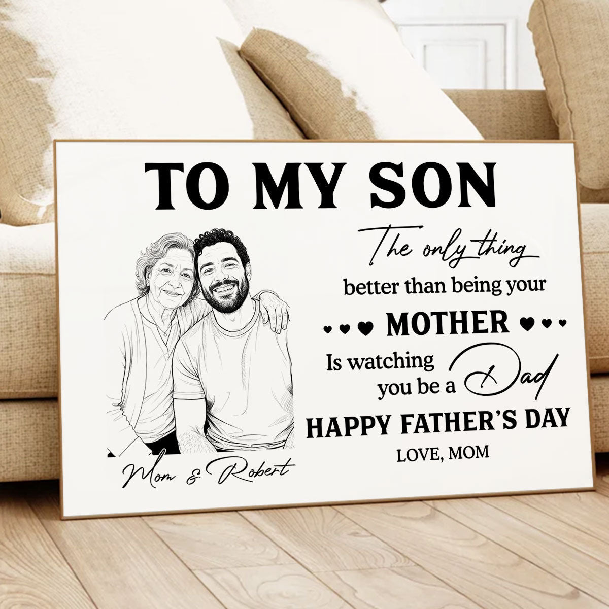 Pencil Sketch Art Style To My Son From Mom - Personalized Poster - Father's Day Gift For Son