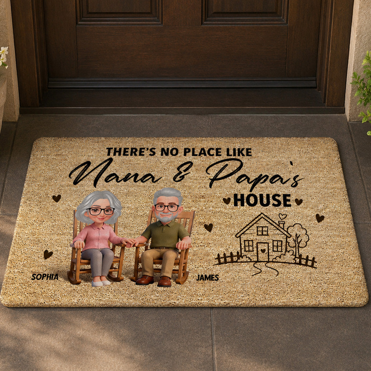 No Place Like Grandparents' House - Personalized Doormat - Home Decor Gift, Grandkids Welcome Decorations