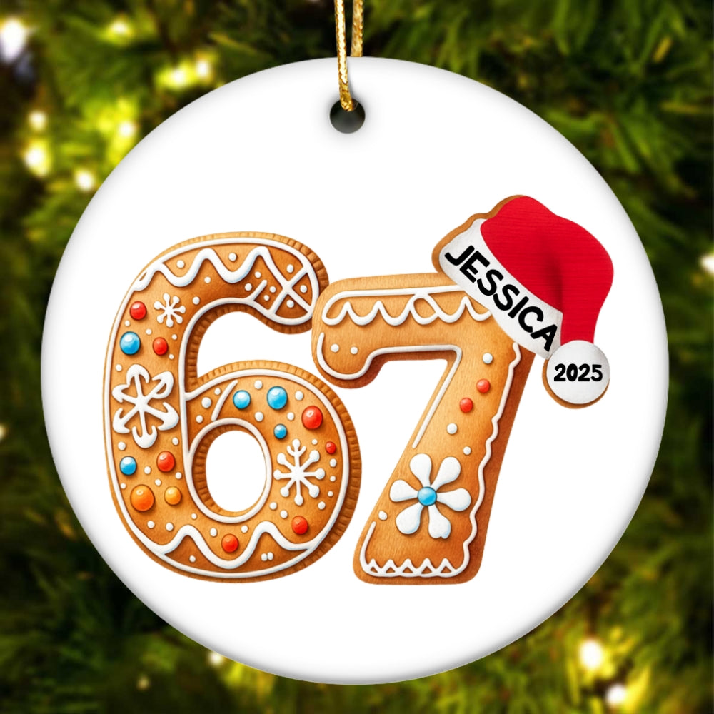 Custom Six Seven - Personalized Ceramic Ornament - Teen Slang Funny Tree Decor, Funny Teen Grandkid Gift