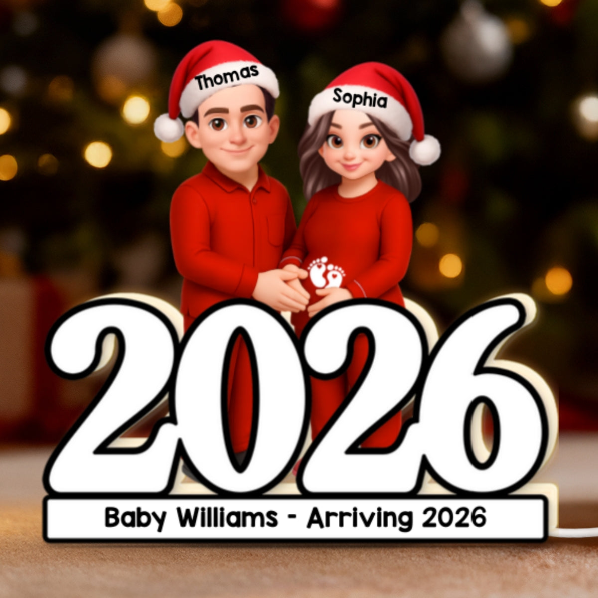 Expecting Parents Christmas Pregnancy Baby Arriving - Personalized Light Box