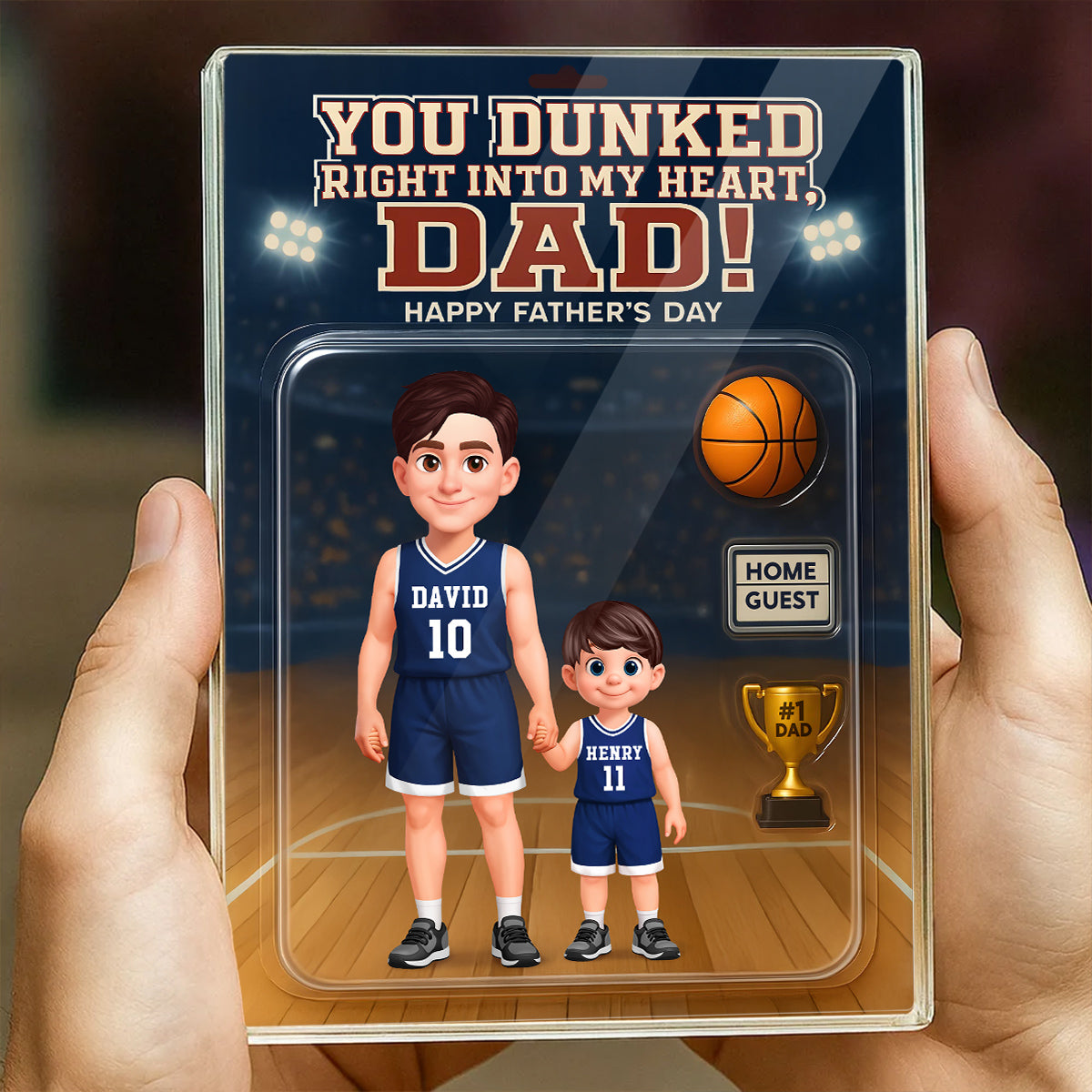 Basketball Dad You Dunked Right Into My Heart - Personalized Acrylic Block Plaque -  Gift For Basketball Dad, Husband
