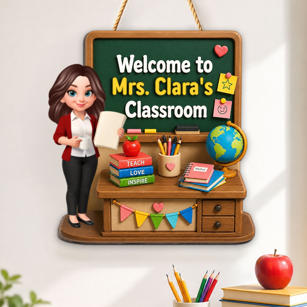 Teacher Welcome To Classroom Green Board - Personalized Wood Sign - Back To School, Classroom Decor