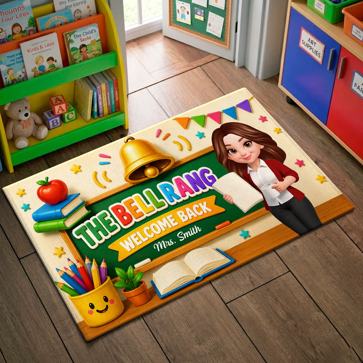 The Bell Rang Welcome Back To Class - Personalized Doormat - Back To School Gift For Teachers, Classroom Decors