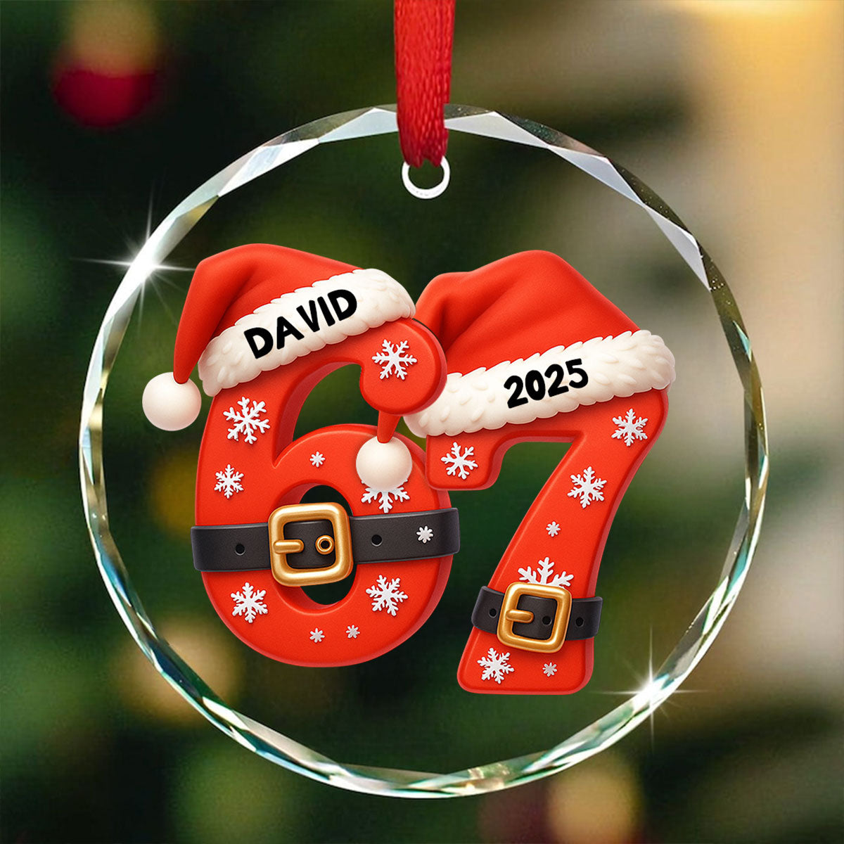 Custom Six Seven - Personalized Glass Ornament - Teen Slang Funny Tree Decor, Funny Teen Grandkid Gift