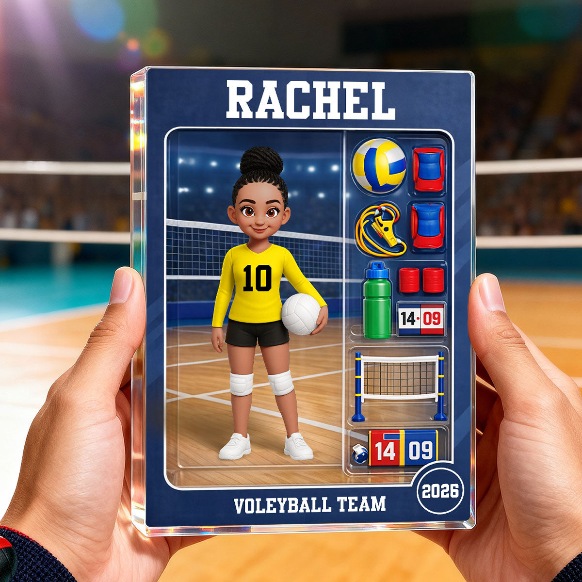 Volleyball Girl Action Figure - Personalized Acrylic Block Plaque - Unique Gift For Daughter, Granddaughter