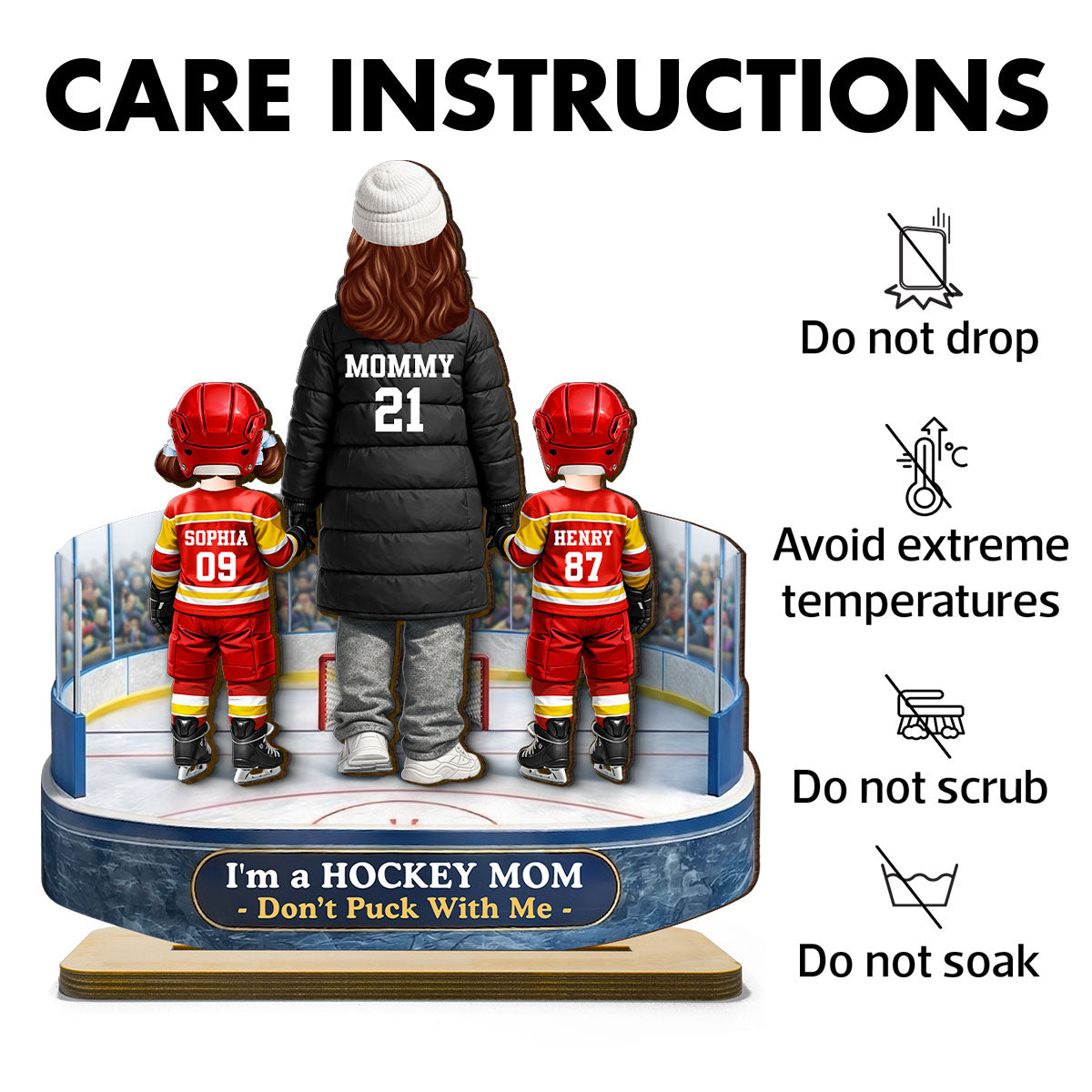 I'm A Hockey Mom Don't Puck With Me - Personalized 2-Layered Wooden Plaque - Gift For Hockey Mom