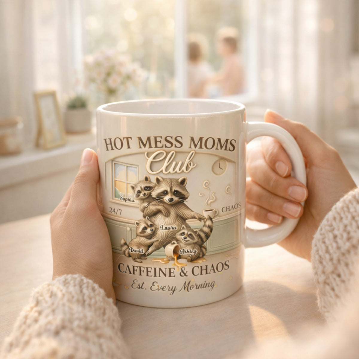 Hot Mess Moms Club Caffeine & Chaos - Personalized Mug - Gift For Mom