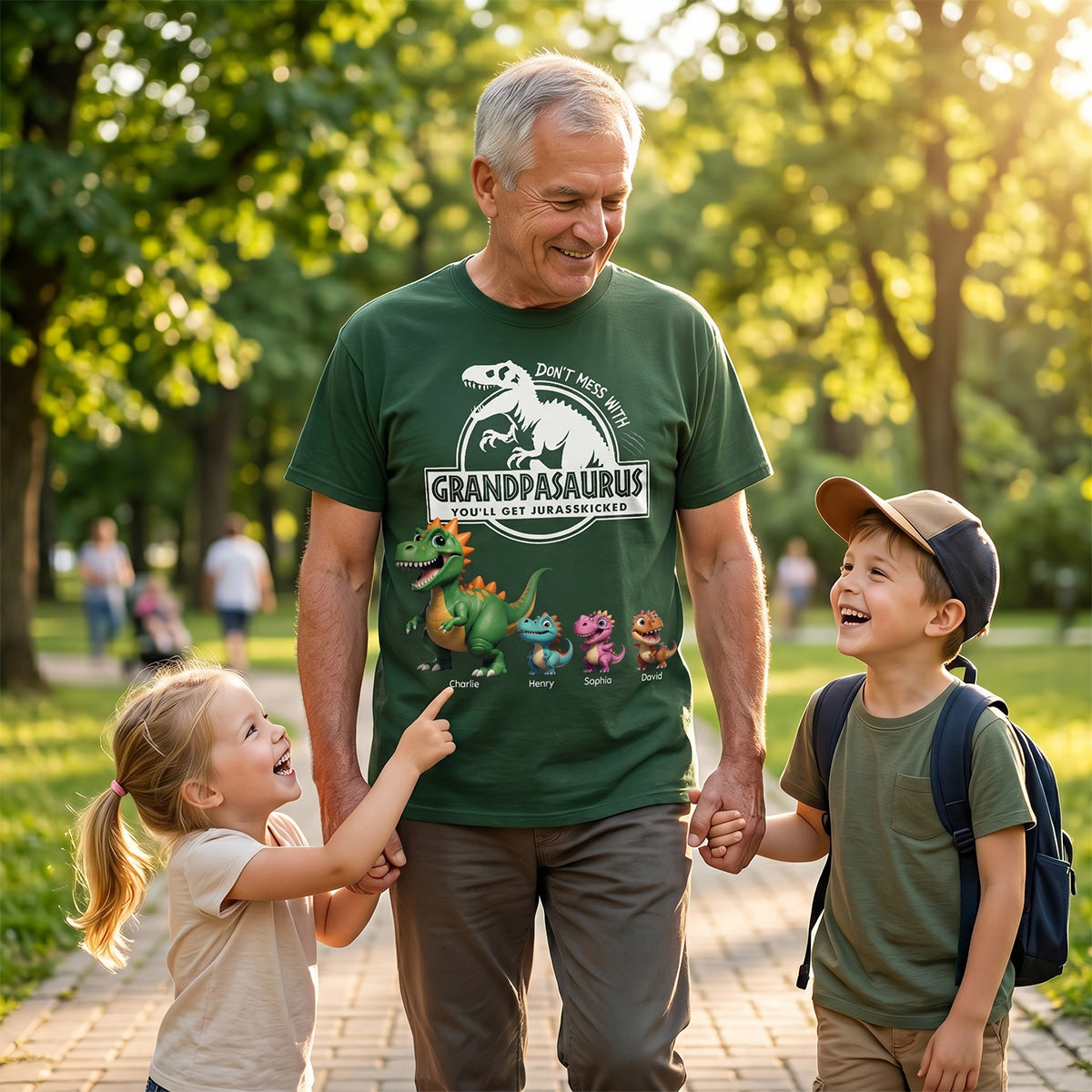 Don't Mess With Grandpasaurus Dinosaurs - Personalized Shirt - Father's Day Gift For Grandpa, Dad, Husband