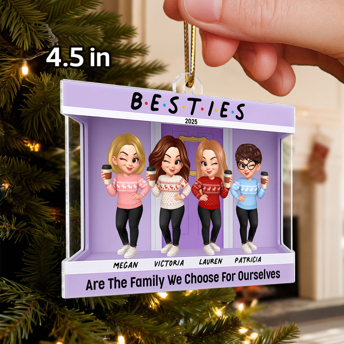 Friends Are The Family We Choose For Ourselves - Personalized Acrylic Ornament - Christmas Gift for Besties