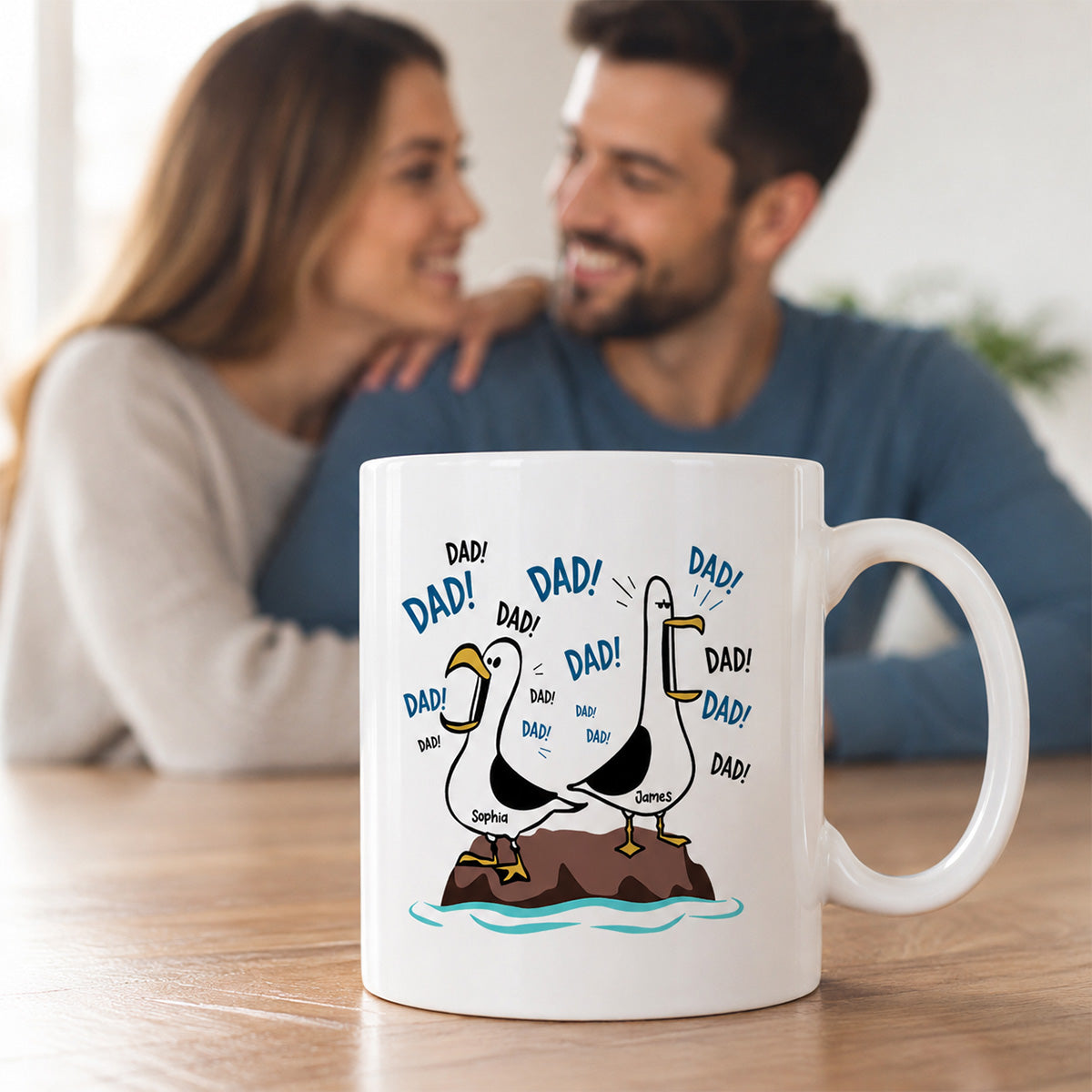 Seagull Dad! Dad! Dad! - Personalized Mug - Funny Father's Day Gift For Dad, Husband