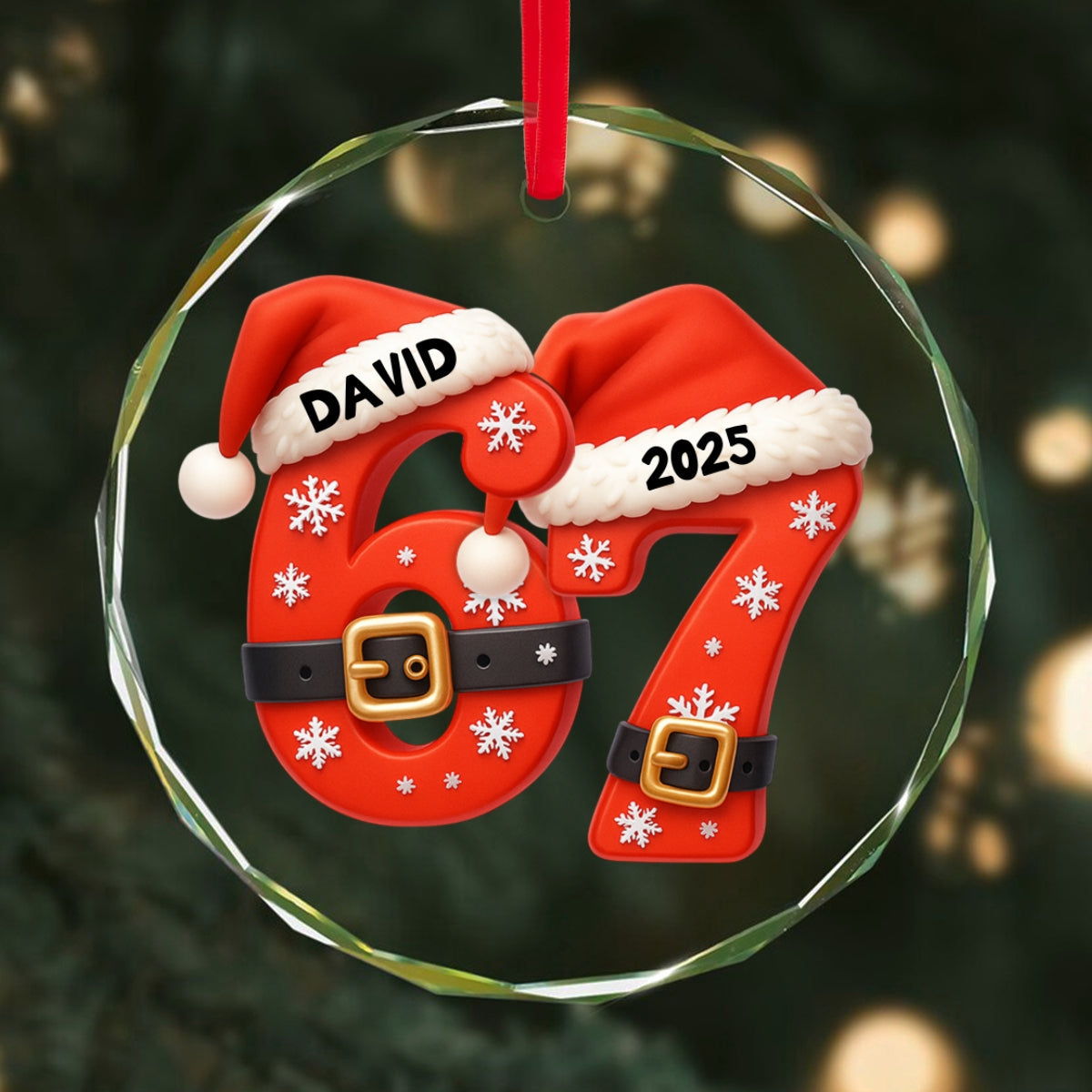 Custom Six Seven - Personalized Glass Ornament - Teen Slang Funny Tree Decor, Funny Teen Grandkid Gift