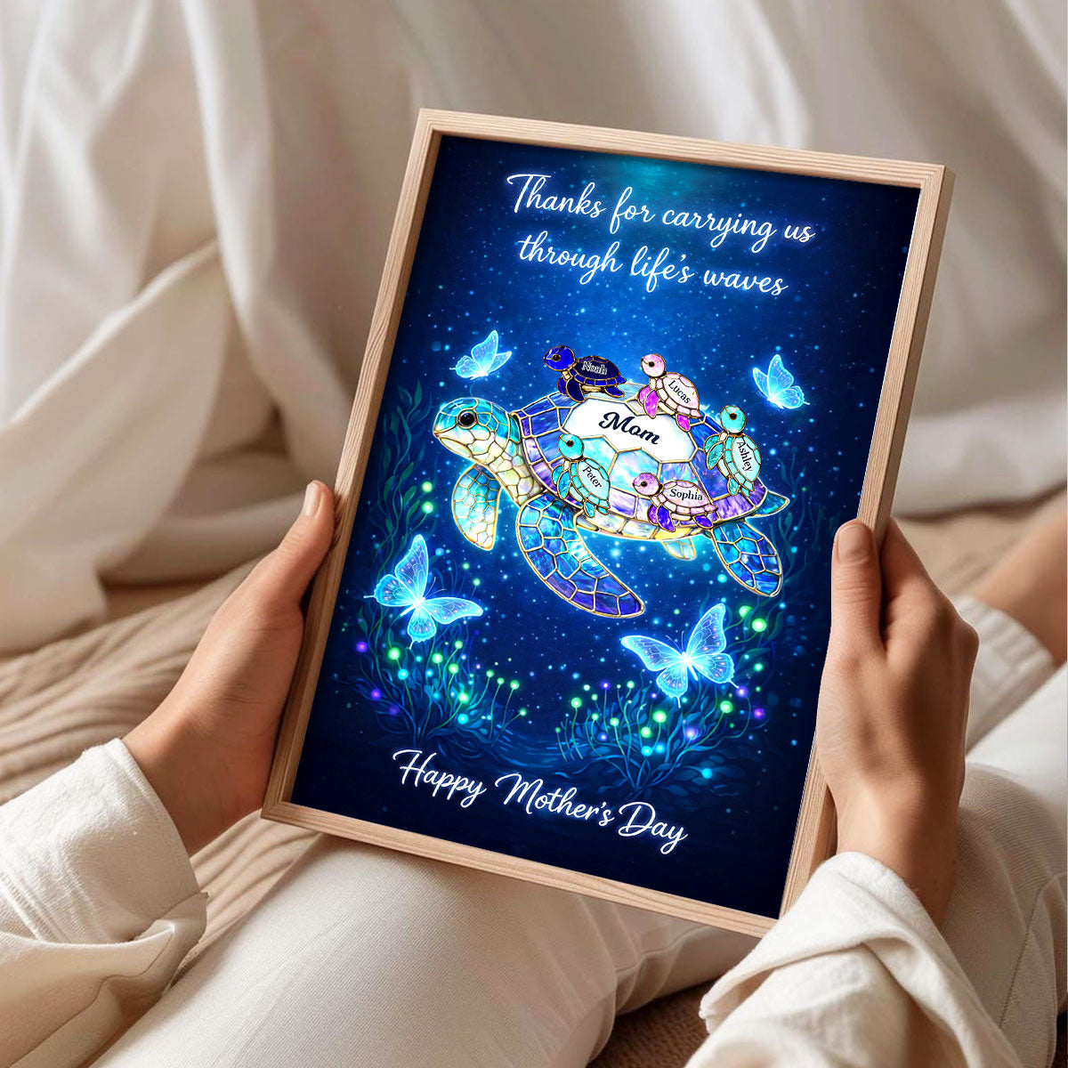Thanks for Carrying Us Through Life's Waves - Personalized Poster - Mother's Day Gift for Mom, Wife