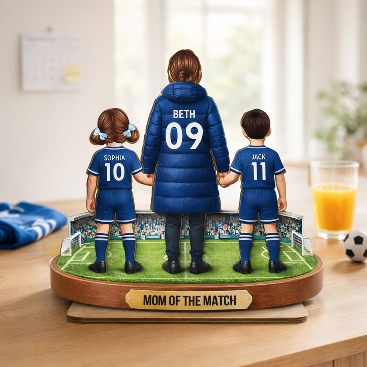 Mom of the Match - Personalized 2-Layered Wooden Plaque – Gift for Football Mom
