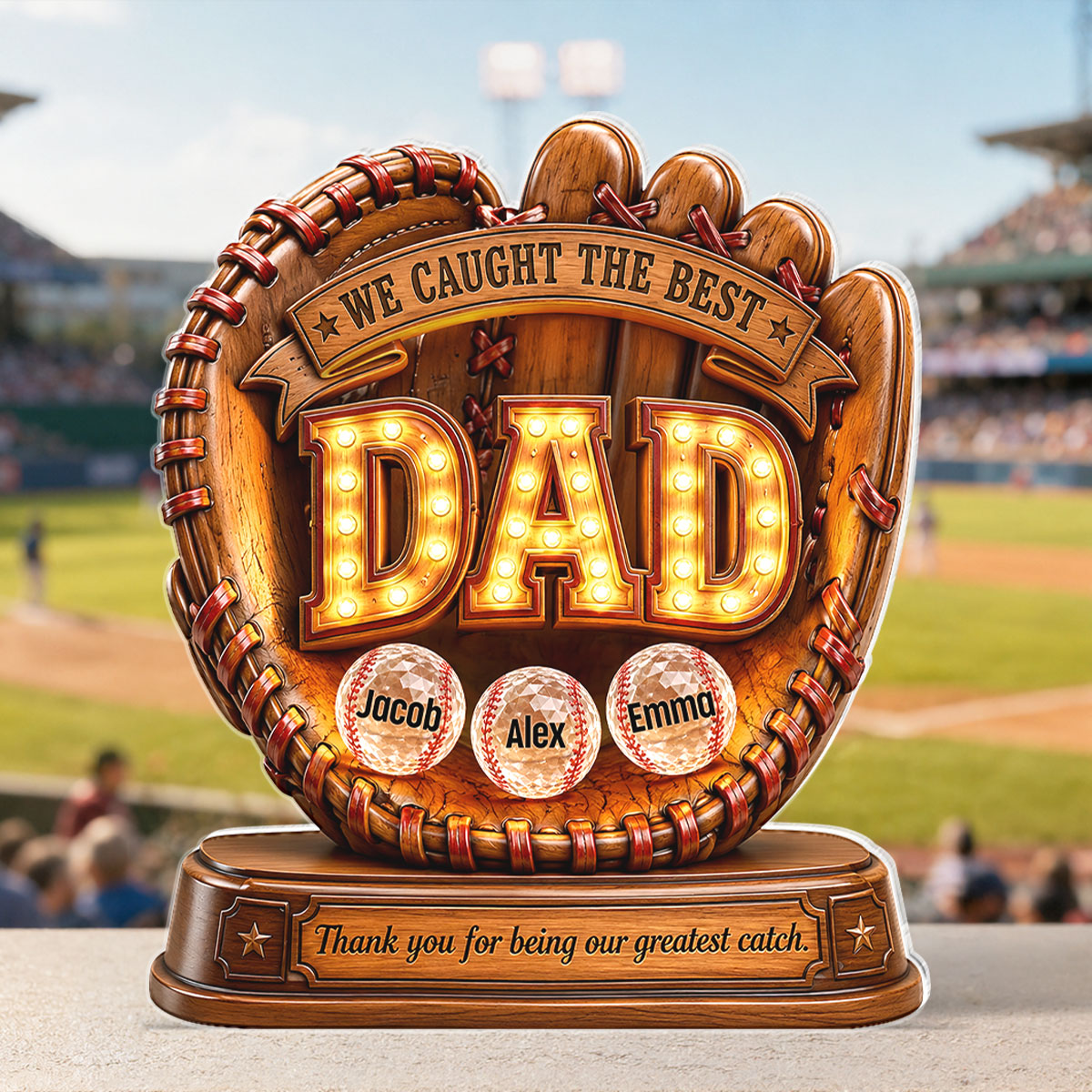 Great Baseball Dad - Personalized Acrylic Block Plaque -  Gift for Dad, Husband