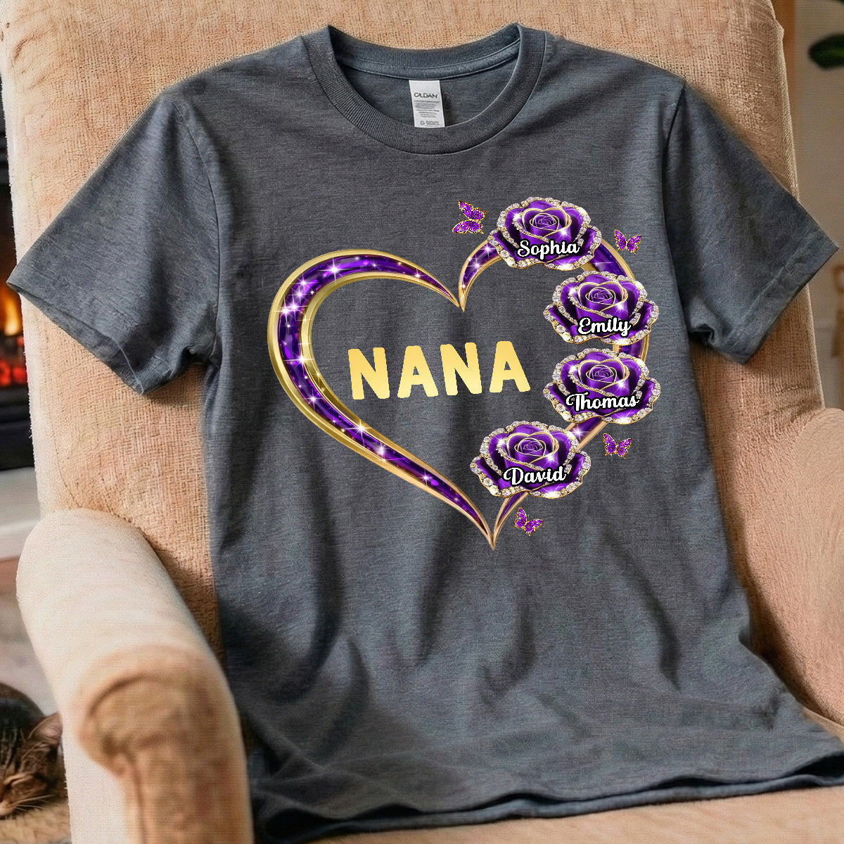 Grandma Rose Heart Custom Kids Names - Personalized Shirt - Gift For Grandma, Mom