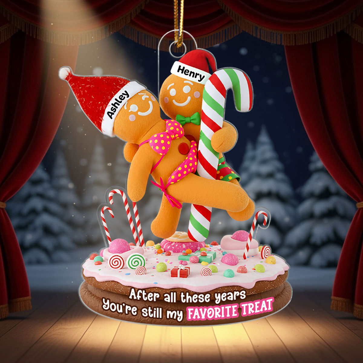 Gingerbread Funny Old Couple - Personalized Acrylic Ornament - Christmas Gift for him, Gift for her
