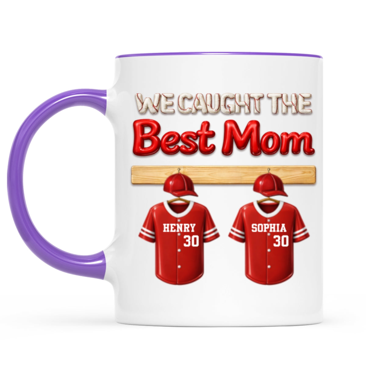 We Caught The Best Mom Baseball Kids - Personalized Mug - Heartfelt Gift For Baseball Mom, Gift For Wife
