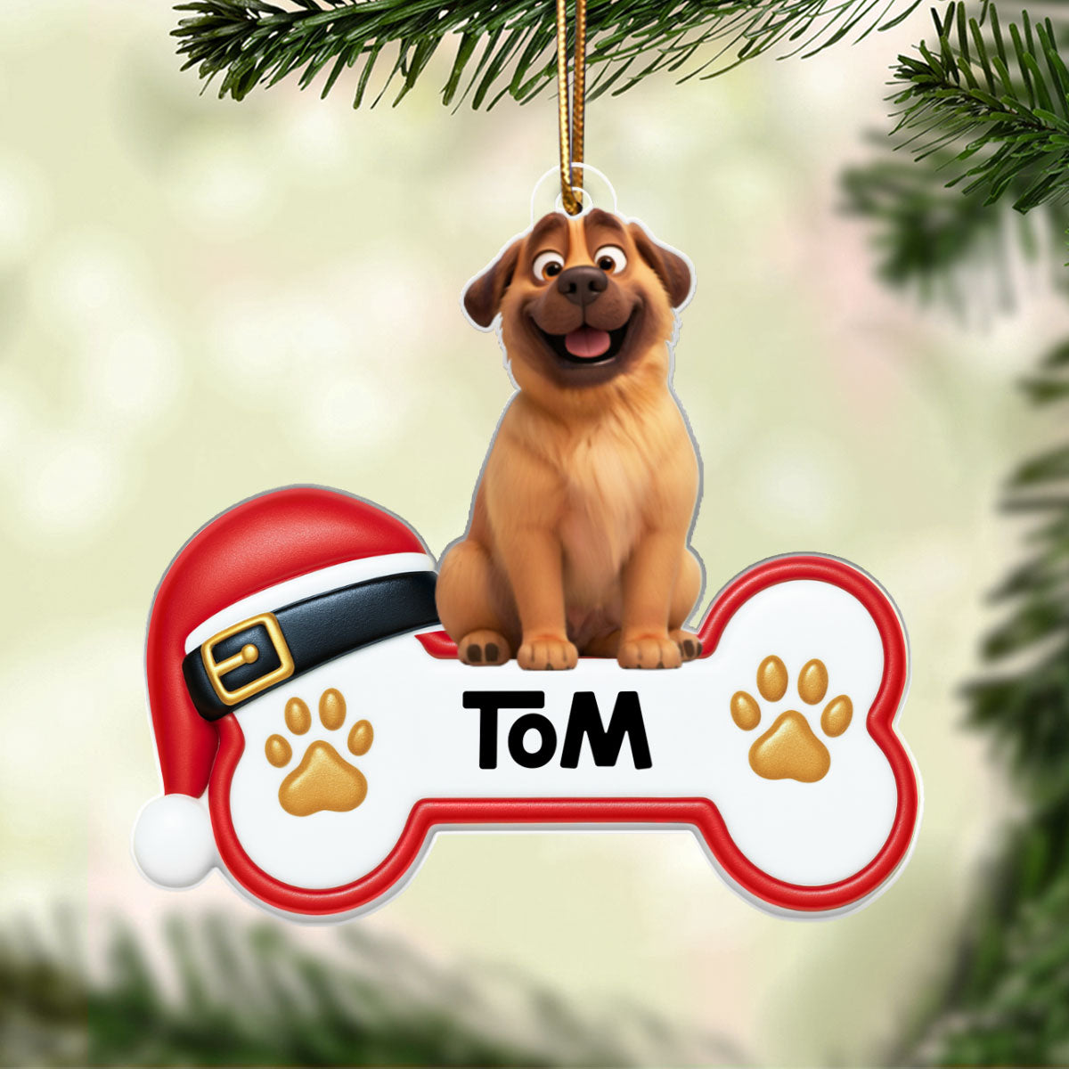 Custom Paw Cute Cartoon Dog - Personalized Acrylic Ornament - Christmas Gift for Dog Moms, Dog Dads