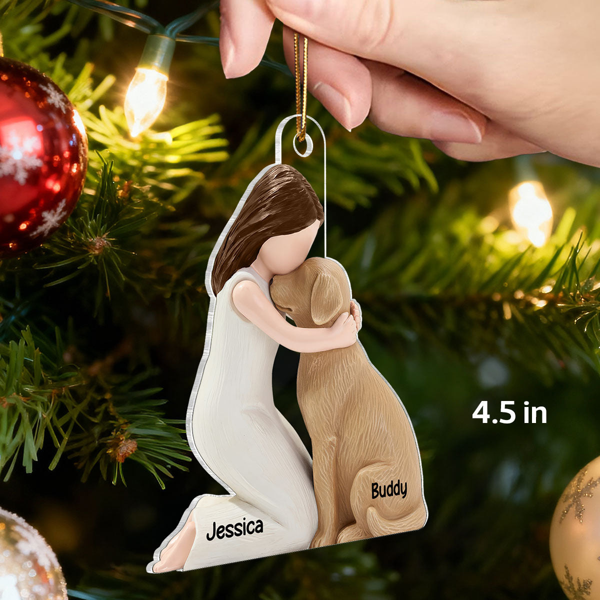 3D Effect Girl & Her Dog My Forever Best Friend - Personalized Acrylic Ornament
