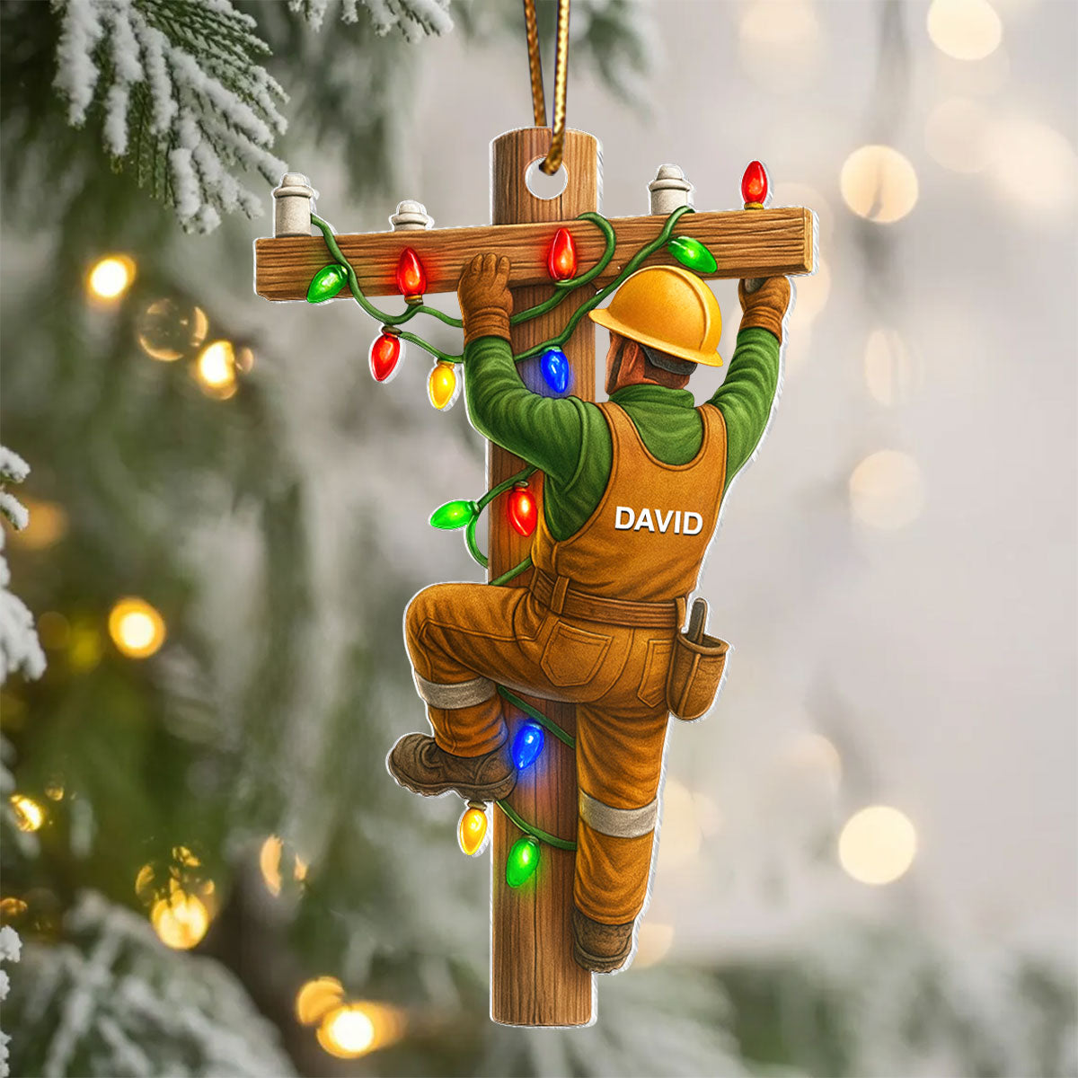 Lighting Up Every Job With Skill – Personalized Acrylic Ornament – Appreciation Gift for Electricians