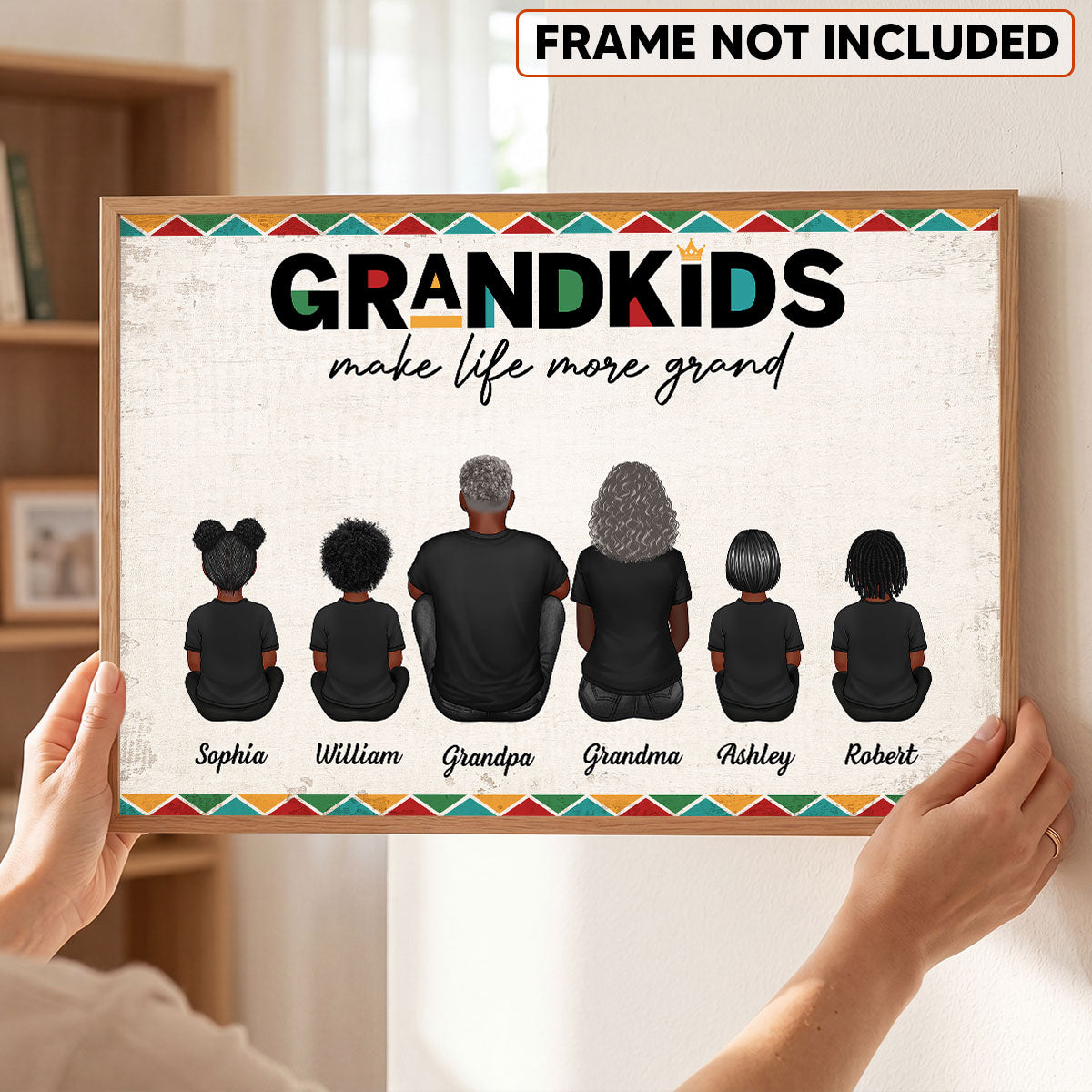Tribal Pattern Grandkids Make Life Grand - Personalized Poster - Gift For National Grandparents Day
