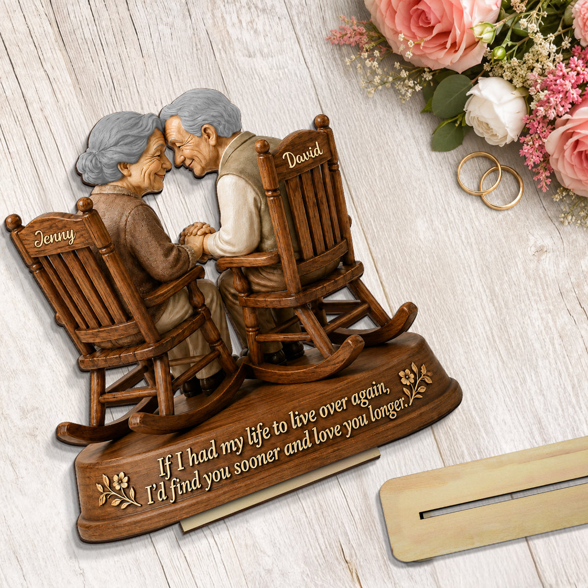 If I Had My Life to Live Again Growing Old Couple - Personalized 2-Layered Wooden Plaque - Anniversary Gift for Her, for Him