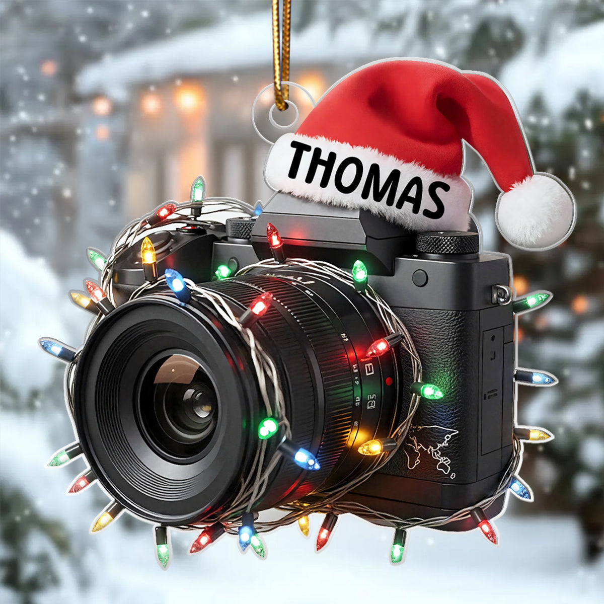 Photographer Camera Custom Name - Personalized Acrylic Ornament - Christmas Gift for Photo Lovers