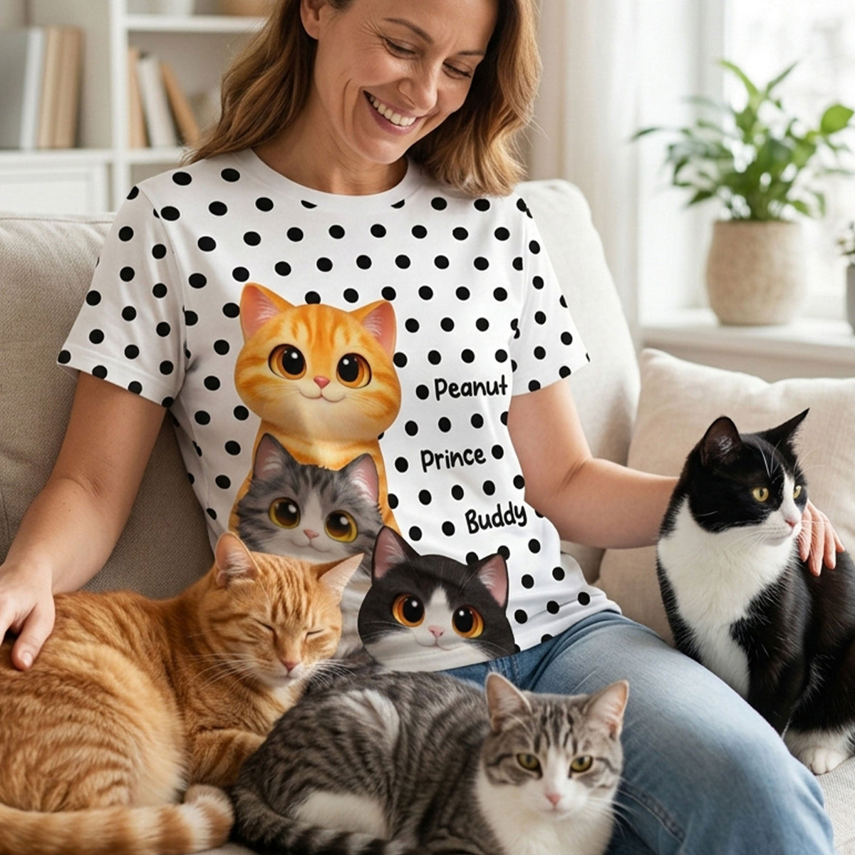 Trendy 2026 Style Polka Dot Cat Mom - Personalized Shirt - Trending Gift For Cat Mom