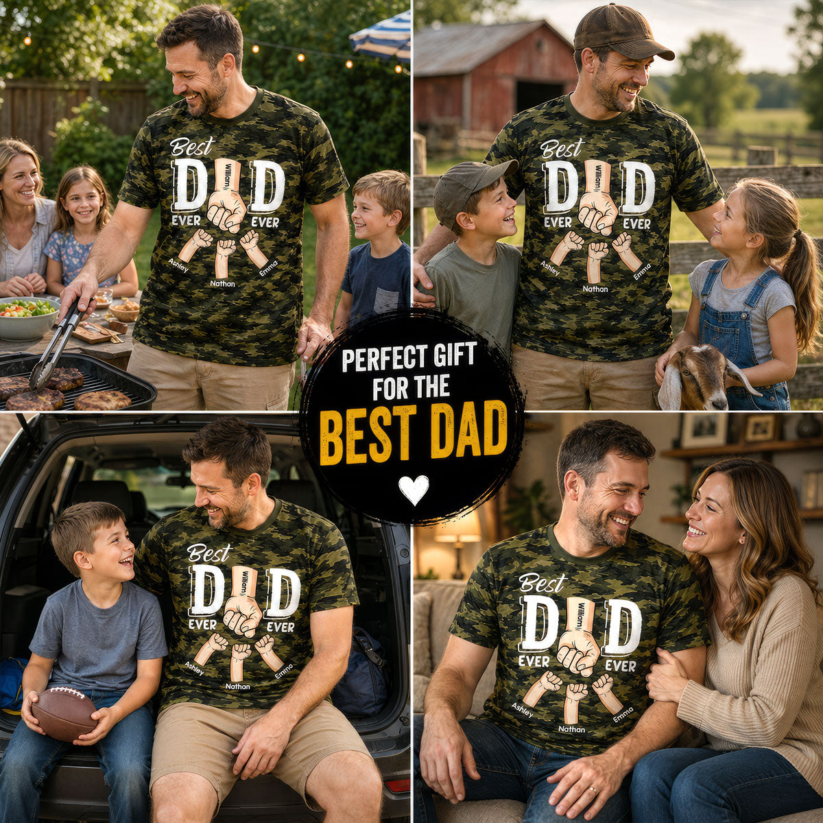 Best Dad Ever Ever Fist Bump Camo Pattern - Personalized Shirt - Father's Day Gift For Husband, Dad