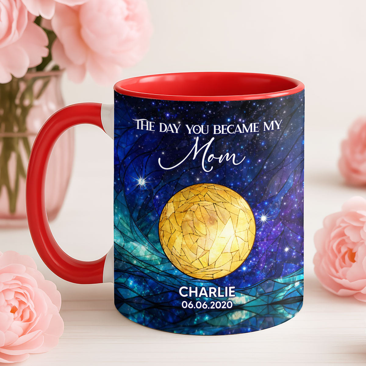 The Day You Became Our Mom, Custom Moon Phase by Date - Personalized Mug - Heartfelt Mother's Day Gift for Mom, Wife