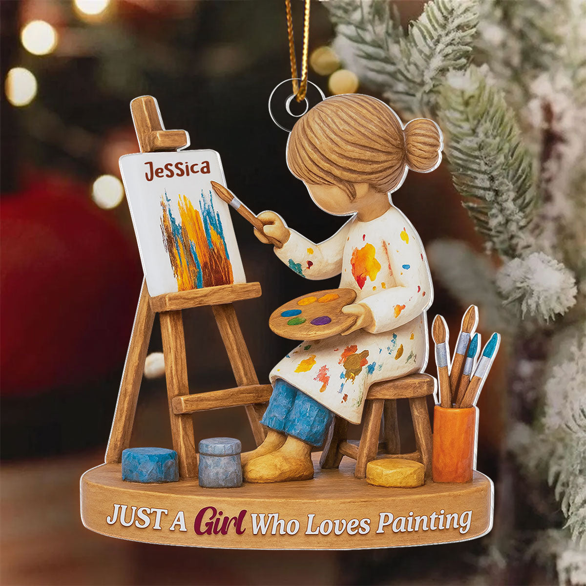 Just A Girl Who Loves Painting - Personalized Acrylic Ornament, Thoughtful Christmas Gift for Artist, Painter, Art Teacher Decor