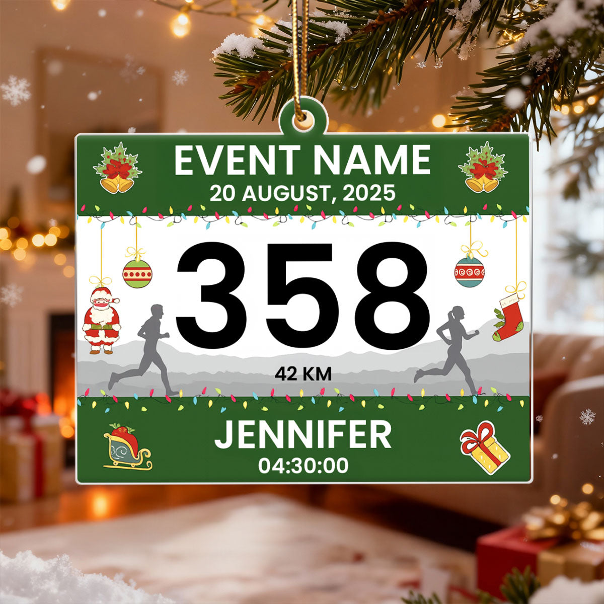 Custom Race Bib Cross Country Marathon - Personalized Acrylic Ornament - Christmas Gift for Marathon Runner, Marathon Lover
