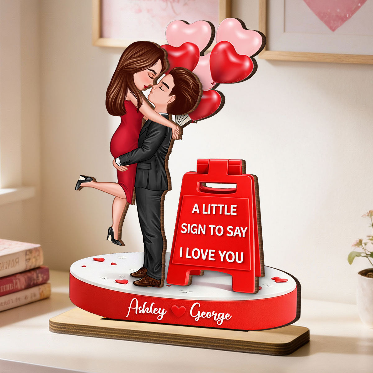 Romantic I Love You Sign - Personalized 2-Layered Wooden Plaque - Gift for Couple, for Her, for Him