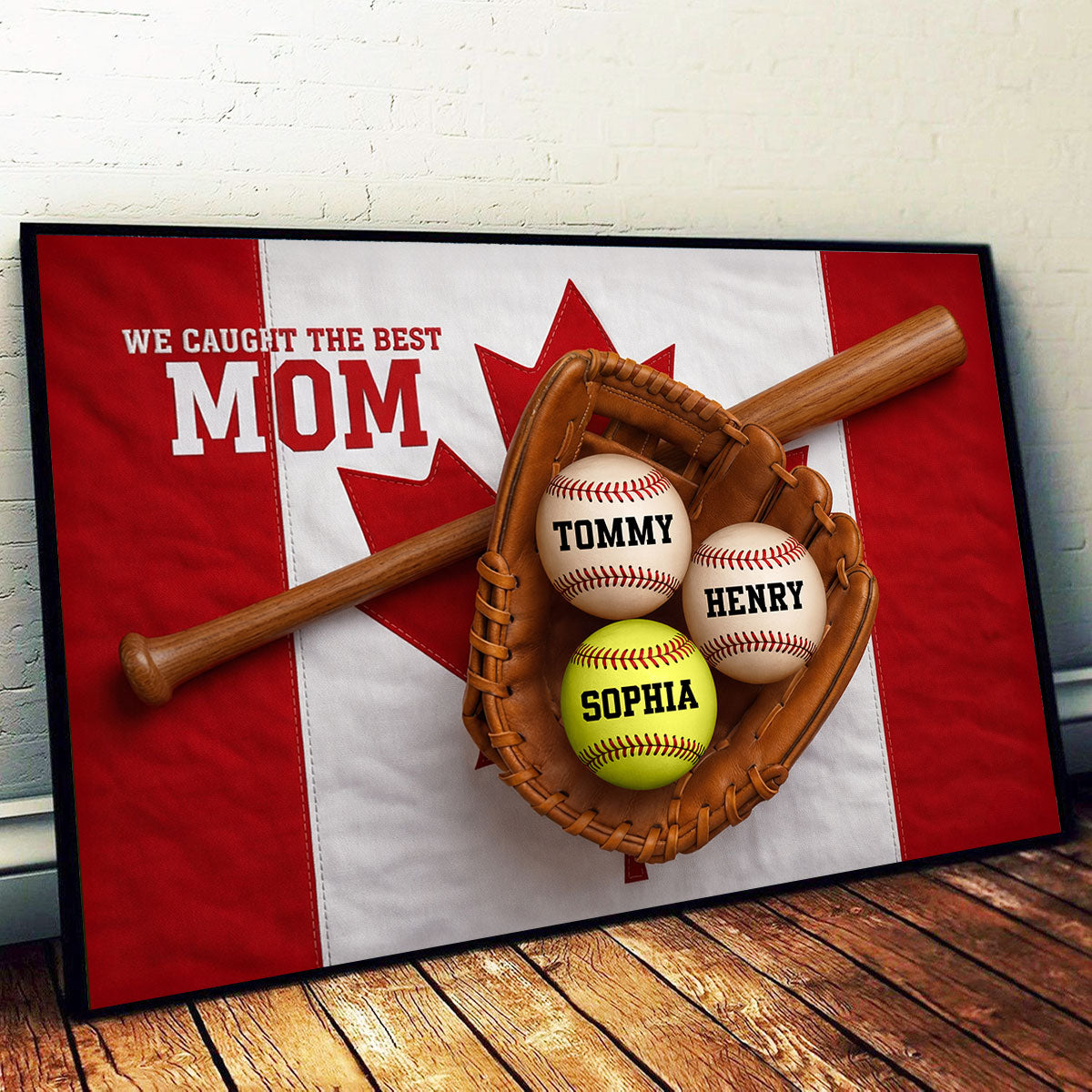 We Caught The Best Mom Nation Flag - Personalized Poster - Gift For Baseball Mom, Gift For Wife