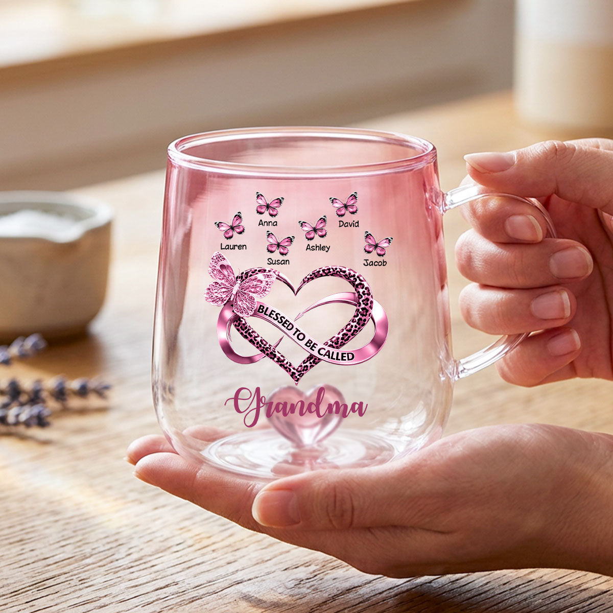 Blessed To Be Called Grandma - Personalized Glass Mug - Heartfelt Mother's Day Gift for Mom, Grandma, Wife