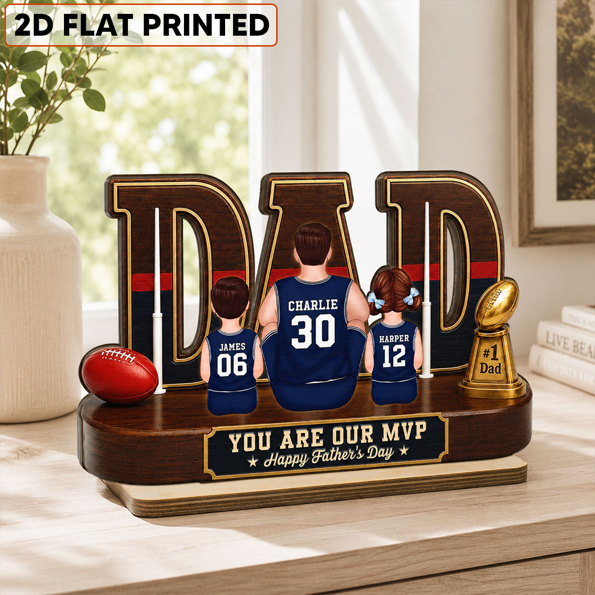 Australian Rules Football Dad Legend Daddy's Dream Team - Personalized 2-Layered Wooden Plaque - Father's Day Gift For Dad