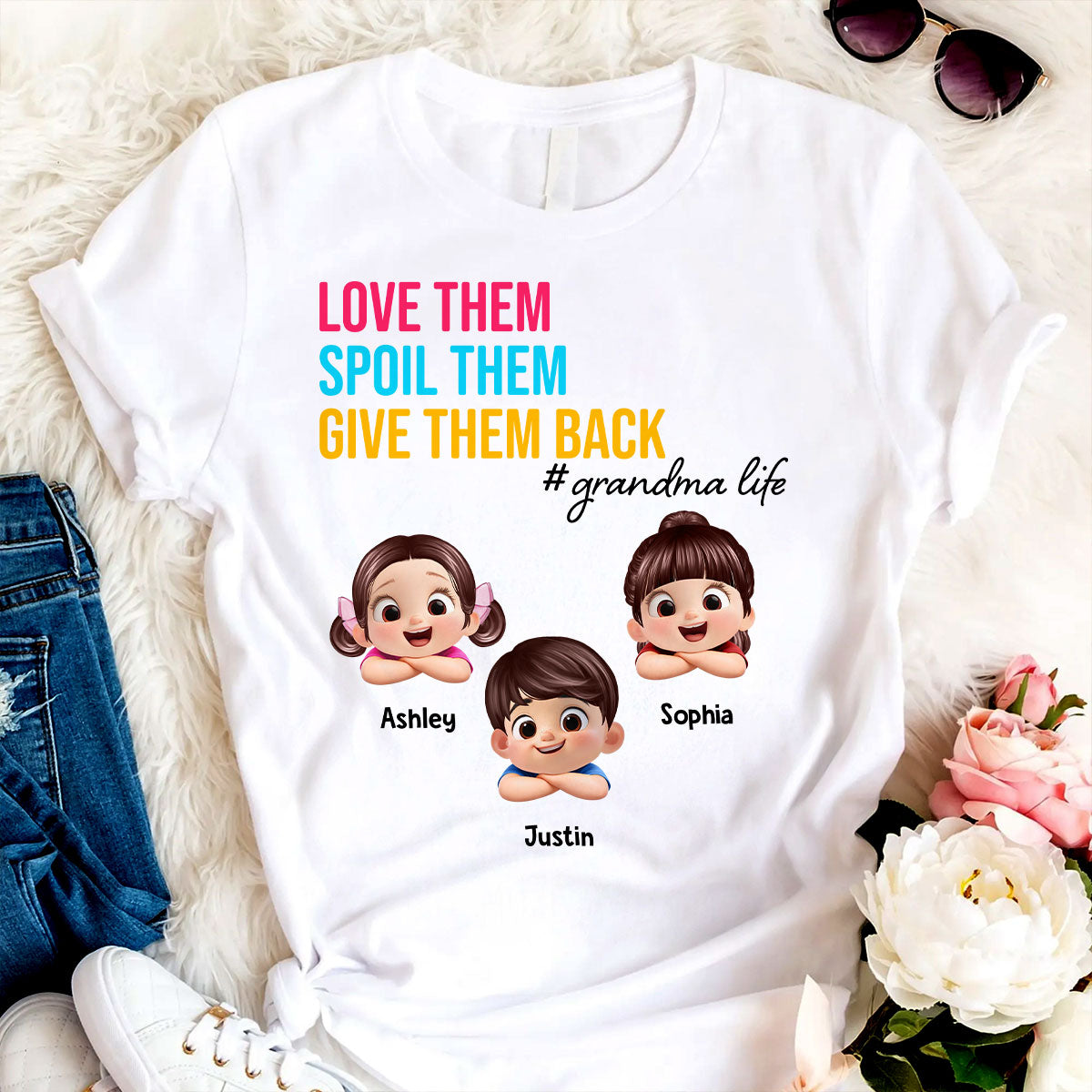 Love Them Spoil Them Give Them Back - Personalized Shirt - Gift for Grandma