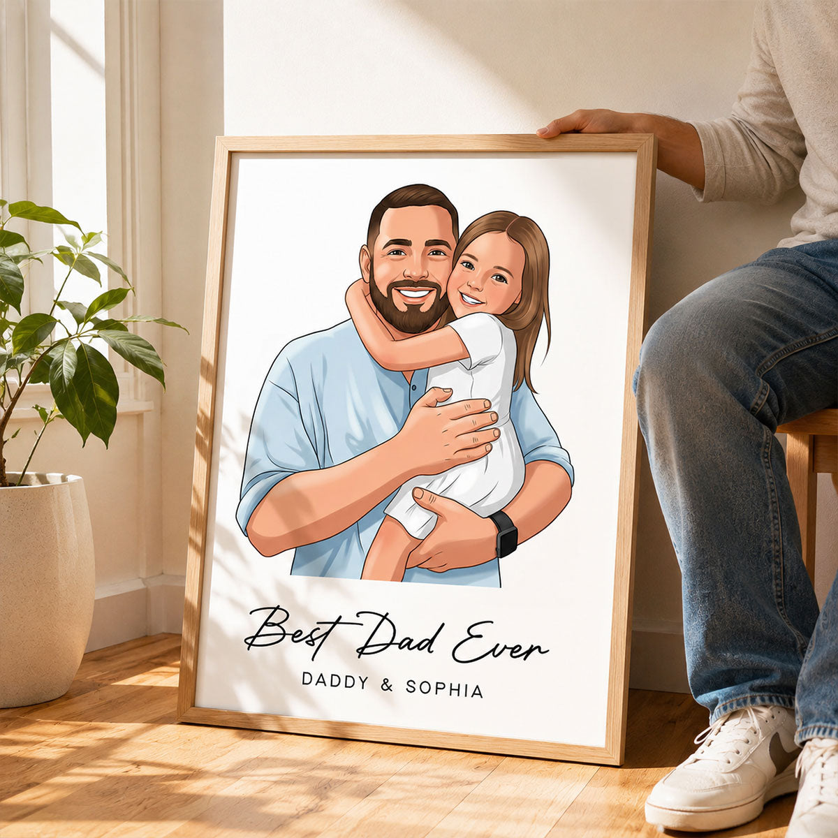 Portrait Color Drawing Style Best Dad Ever - Personalized Poster - Father's Day Gift For Dad, Husband
