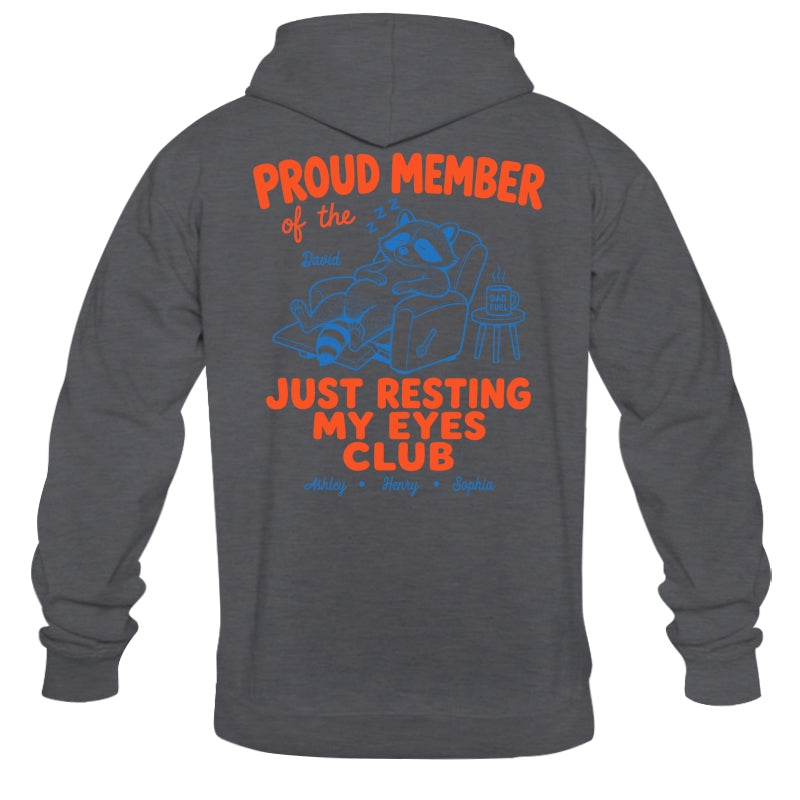 Retro Funny Raccoon Dad - Just Resting My Eyes Club - Personalized Shirt - Father's Day Gift for Dad, Grandpa