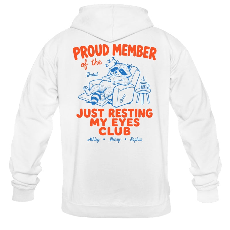 Retro Funny Raccoon Dad - Just Resting My Eyes Club - Personalized Shirt - Father's Day Gift for Dad, Grandpa