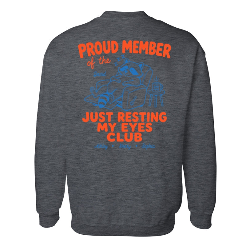 Retro Funny Raccoon Dad - Just Resting My Eyes Club - Personalized Shirt - Father's Day Gift for Dad, Grandpa